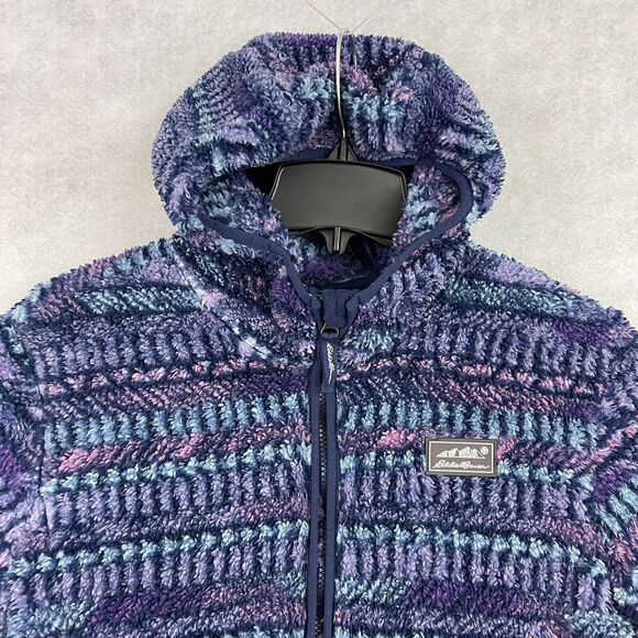 Eddie Bauer Kids Sherpa Fleece Hoodie Jacket L 14/16 Purple Full Zip - Picture 5 of 16
